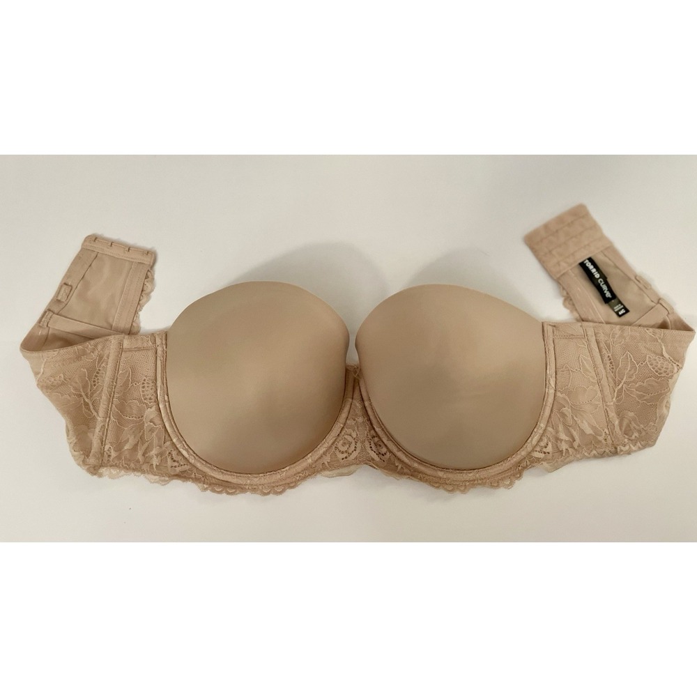 Torrid Curve Beige Lace Strapless Underwire Padded Bra Floral 44C (straps incld)